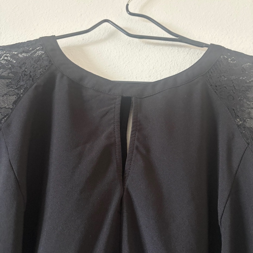 Torrid Black Lace Sleeve Fit and Flare Top (3) - Picture 3 of 9